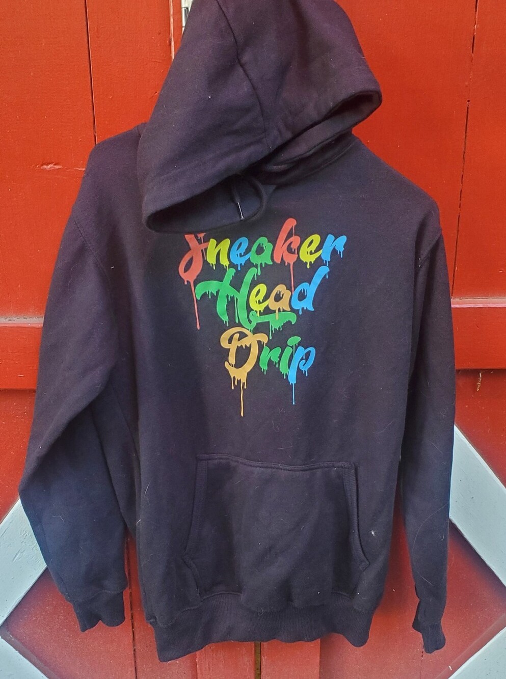 Sneaker Head Drip Rainbow Graphic Hoodie - Black